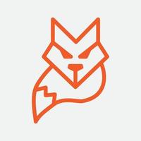 fox and tail line minimalist logo design vector