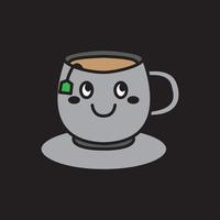 icono de diseño de logotipo de personaje de mascota de dibujos animados lindo taza de té feliz ilustración vector