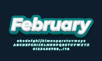 February month text effect green design vector