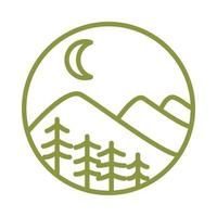 panoramic pine tree with mountain lines logo vector symbol icon illustration design