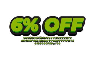 six percent 3d text effect vector