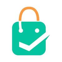 shopping bag discount check mark logo symbol icon vector graphic design