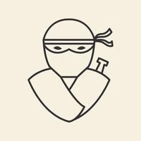 líneas ninja cabeza con máscara diseño de logotipo simple vector icono símbolo ilustración