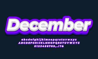 mes de diciembre efecto de texto diseño morado vector