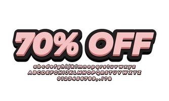 70 percent text effect or font effect style design vector