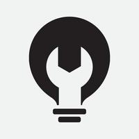 MECHANIC AND LAMP FOR IDEA MODERN SILHOUETTE LOGO DESIGN vector