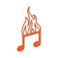 warm hot  fire notes music icon  logo design vector