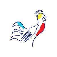 lines art abstract rooster with fork logo design vector icon symbol illustration