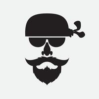 cool man old face with bandana silhouette logo vector