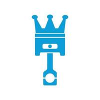 pistón rey con diseño de logotipo de ilustración de corona automotriz vector