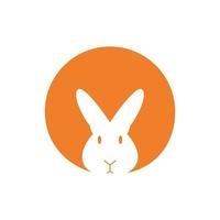 silueta cabeza cara conejo en círculo diseño de logotipo vector
