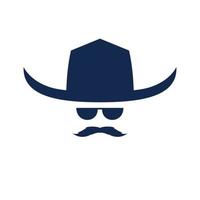 old cowboy vintage head with hat and mustache logo design vector