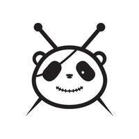 cute head panda pirate logo symbol icon vector graphic design illustration idea creative