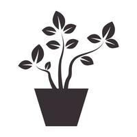 simple silhouette plant with pot logo symbol vector icon illustration design