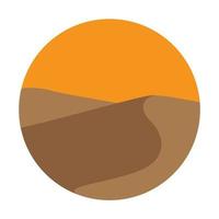 desierto y puesta de sol con el logotipo del círculo símbolo vector icono ilustración diseño