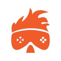 On fire gamer head logo design vector