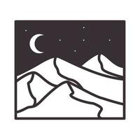 dark desert with night moon logo vector symbol icon illustration design