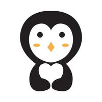 animal cute little penguin with love shape logo vector symbol icon illustration design