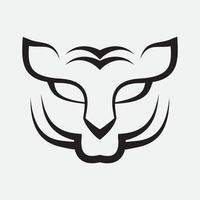 TIGER FACE BLACK MODERN LINE MINIMALIST LOGO DESIGN vector