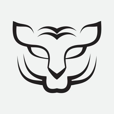 TIGER FACE BLACK MODERN LINE MINIMALIST LOGO DESIGN