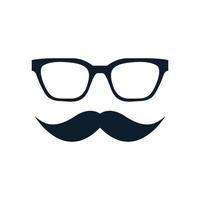 bigote masculino con silueta de diseño de logotipo de gafas de sol vector