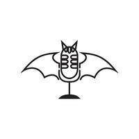 micrófono con diseño de logotipo de alas de murciélago vector