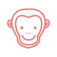 Monkey head line cute smile logo design vector