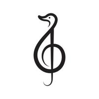 music note with duck shape logo symbol icon vector graphic design illustration idea creative