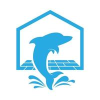 plantilla de diseño de logotipo de casa de delfines vector
