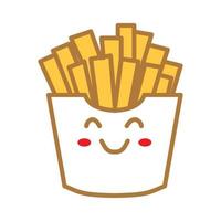 papas fritas de dibujos animados sonrisa linda para bebida de comida rápida y diseño de logotipo de restaurante vector