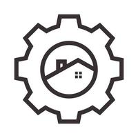 lines home with gear service logo vector symbol icon illustration design