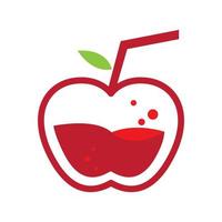 abstract apple red with drink juice logo design vector icon symbol illustration