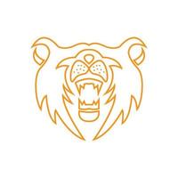 animal tiger head face roar line logo design minimalist vector