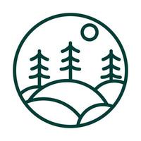 pine tree with circle simple lines logo vector symbol icon illustration design