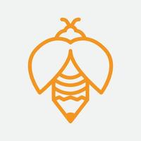 diseño creativo del logotipo de la pluma y la línea de abejas vector