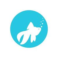 golden fish silhouette in circle for aquarium logo design vector