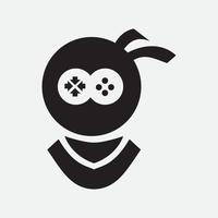 diseño del logotipo del juego head ninja y joystick vector