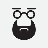 man smart geek with beard icon mascot logo design vector