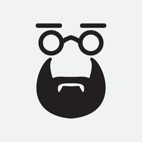 man smart geek with beard icon mascot logo design vector