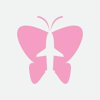 diseño de logotipo de mariposa y avión vector