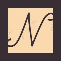 signature letter N square vintage logo symbol icon vector graphic design