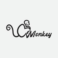 simple monkey line side view  silhouette logo design vector