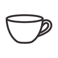 diseño de ilustración de icono de vector de símbolo de logotipo de taza de café o té de líneas simples