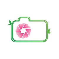 unique flower and shutter lens camera photography logo design icon vector template