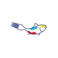 lines art abstract color fish with fork logo design vector icon symbol illustration