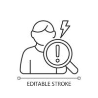 Observational studies linear icon. Observing participants without intervention. Research plan. Thin line customizable illustration. Contour symbol. Vector isolated outline drawing. Editable stroke