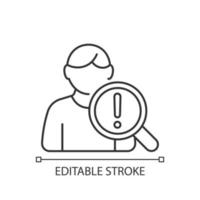 Studying risk factors linear icon. Experimental trial. Human volunteers participation. Thin line customizable illustration. Contour symbol. Vector isolated outline drawing. Editable stroke