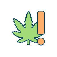 riesgos para la salud de la ingesta de marihuana icono de color rgb. efectos peligrosos en el cerebro y el cuerpo. el uso de cannabis con fines médicos y recreativos. ilustración vectorial aislada. dibujo lineal relleno simple vector