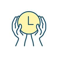 Time management RGB color icon. Tracking time. Maximizing efficiency and productivity. Managing time effectively. Setting deadlines. Isolated vector illustration. Simple filled line drawing