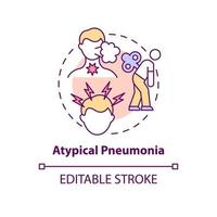 Atypical pneumonia concept icon. Pulmonary inflammation type abstract idea thin line illustration. Flu-like signs. Caused by atypical organisms. Vector isolated outline color drawing. Editable stroke